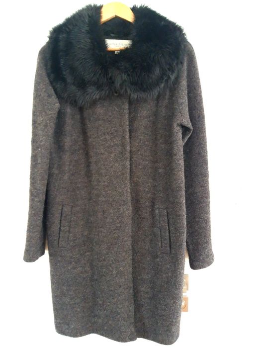 EDINA RONAY wełniany płaszcz/ kardigan z futrem M Wrocław