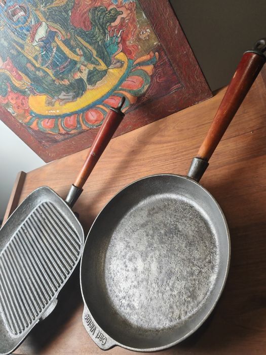 Patelnie żeliwne Grilowa 28cm i głęboka 24cm Carl Victor Swedish