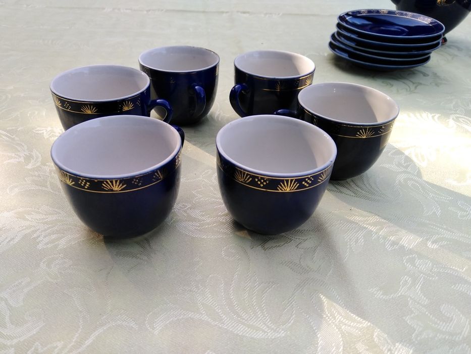 Kobaltowy serwis porcelanowy Korea d.p.r.k