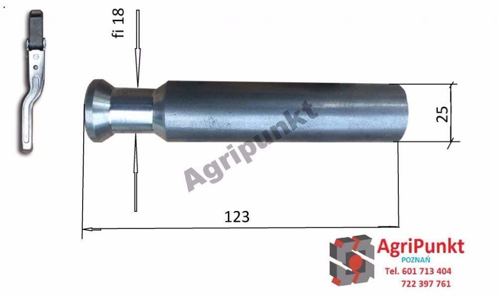 Bolec sworzeń FI 18 do spinacza burt typ "pronar"
