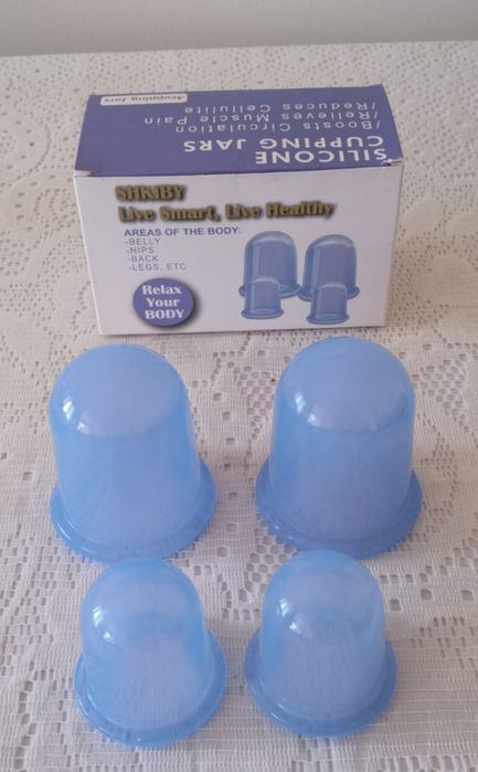 Kit Ventosas de Silicone para Ventosaterapia SHKIBY (4 Peças) - Novo / Nunca Usado