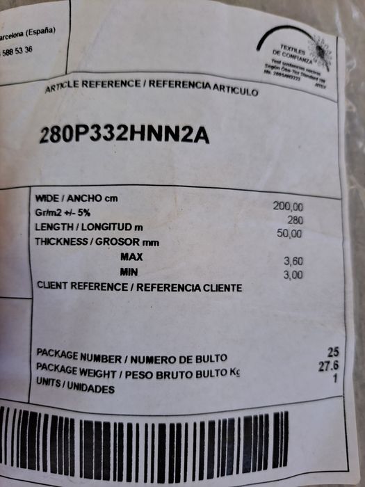 Rolo manta geotextil QP