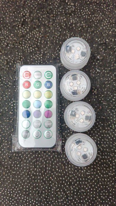 Світлодіодні занурювальні нічники RGB, 4 підводні світильники і пульт.