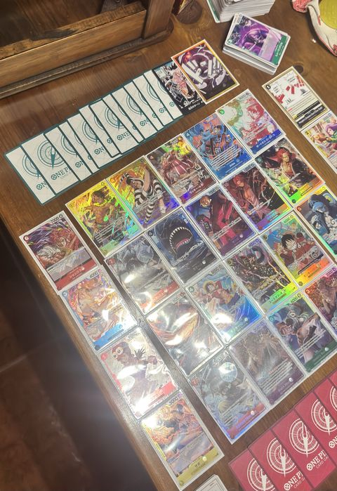 Cartas one piece mistura de sr foil alt arte promo pre release lider don um pouco de tudo