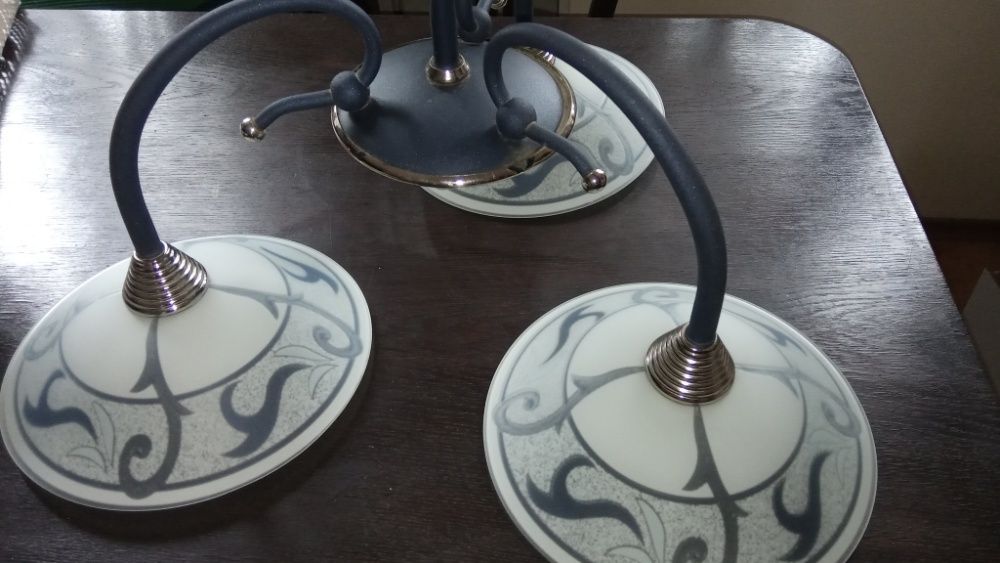 Piękny włoski żyrandol + kinkiet granatowo-biały