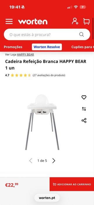 Cadeira de bebe alimentacao