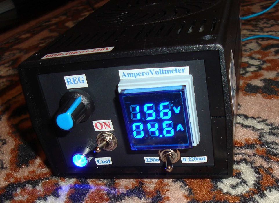 Регулятор потужності 10КВТ 0-220В плавний пуск ампервольтметр