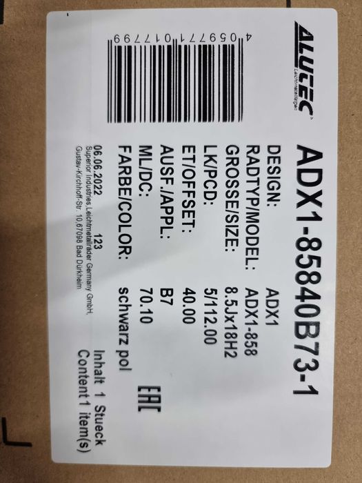NOWE alufelgi AUDI 18" 5x112 A4 A6 A8 Q5 Czarne