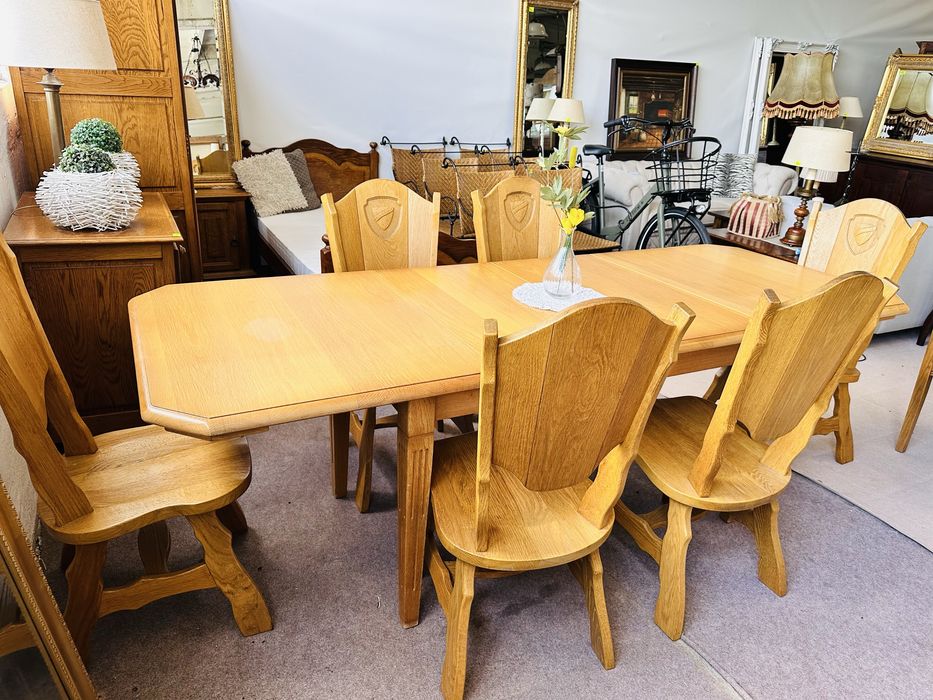Duży, ROZKŁADANY stół z 6 krzesłami 100% DĄB :)
