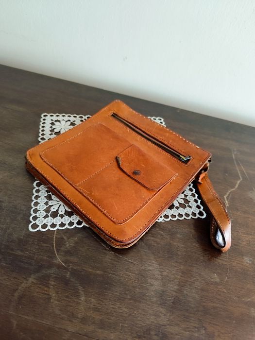 Oryginalna saszetka męska, raportówka skórzana z czasów PRL Vintage