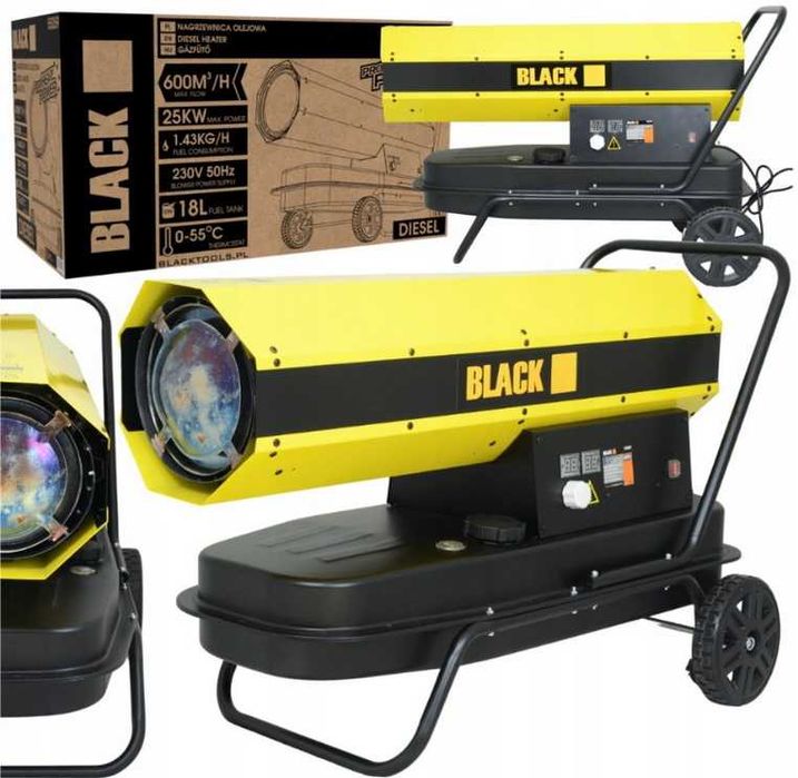 Дизельний обігрівач гармата пушка 25 кВт BLACK термостат Польща
