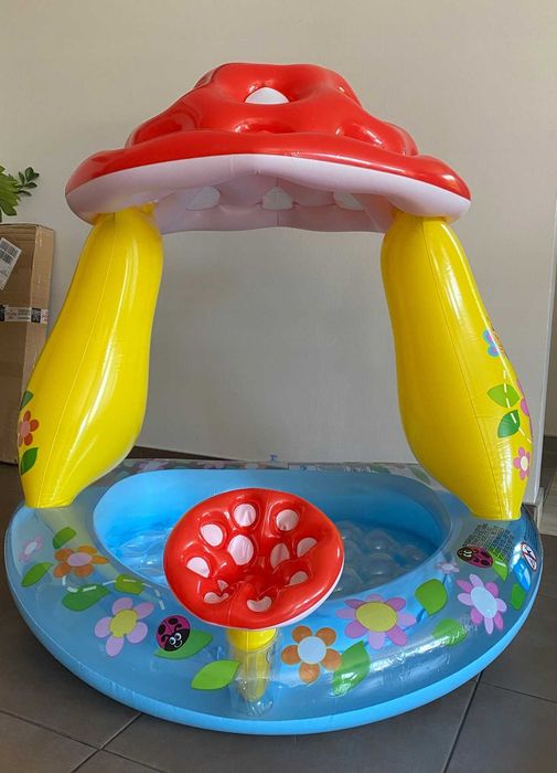 Basen Dmuchany dla Dzieci z Daszkiem Muchomorek 102 cm - NOWY