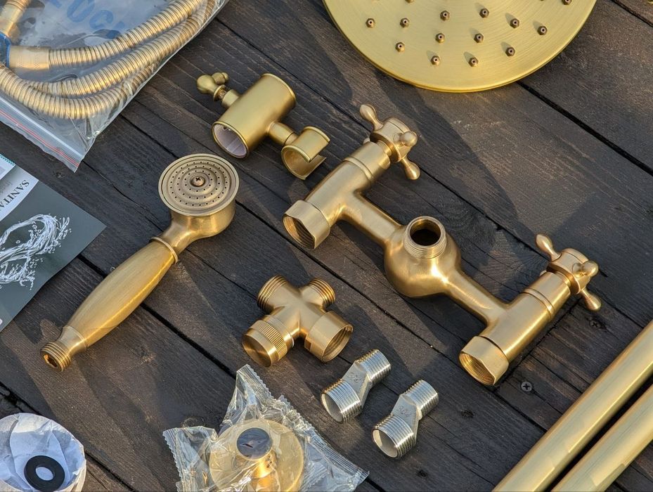 Антикварная латунная душевая система, комплект смесителей для ванной к