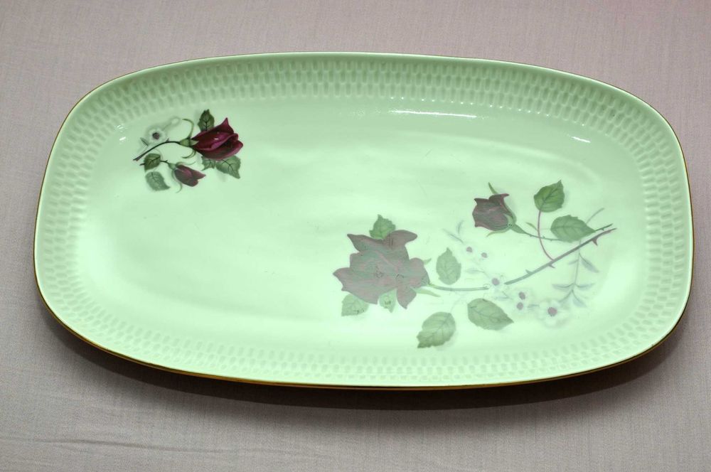 Chodzież duża patera karbowana półmisek Róże PRL Lata 60. 70-te