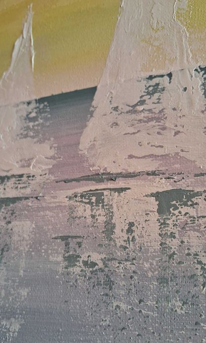 Obraz na płótnie ręcznie malowany akrylami Żaglówki o wschodzie słońca