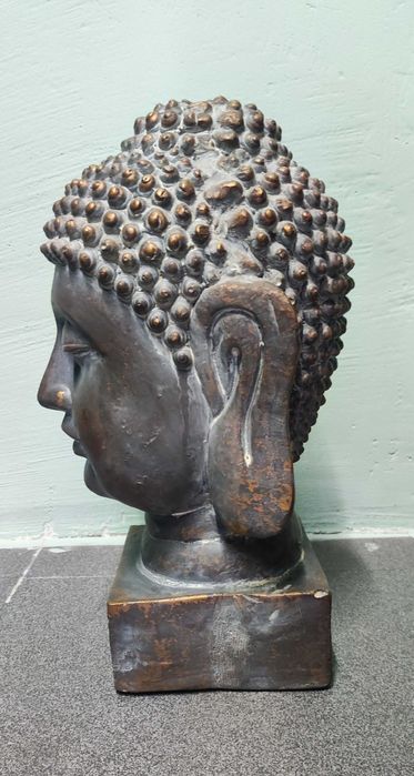 Escultura Buda Buddha em pó de mármore com efeito bronze