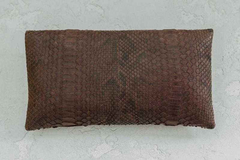 Клатч женский сумка из натуральной кожи питона фуксия коричневый Тай