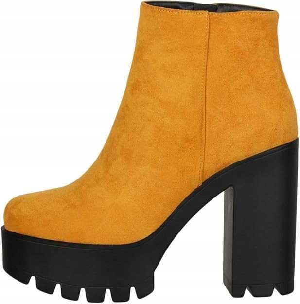 Damskie Botki w Stylu Chunkyrayan Zamszowe Bardzo Gruba Podeszwa R40
