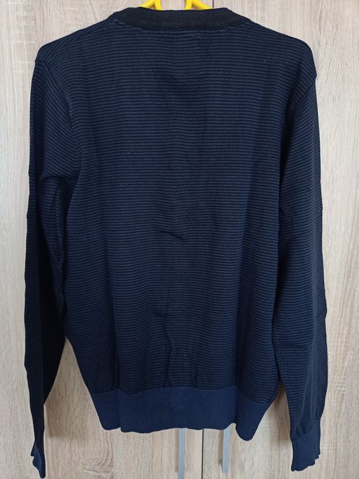 Męski granatowy sweter w paski, L, Splitstar