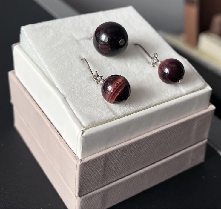 Zestaw kolczyki i zawieszka bawole oko