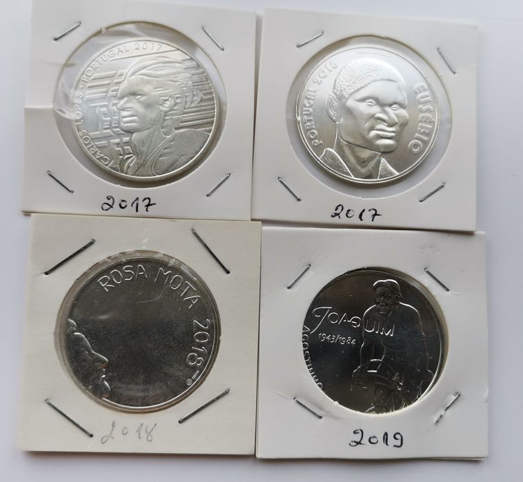 Lote de 4 Moedas 7,5€ comemorativas prata "Heróis do Desporto"