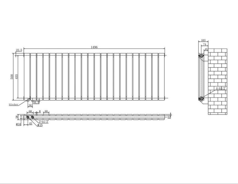 Радіатор опалення дизайнерський Livorno II G 22/500/1496/50