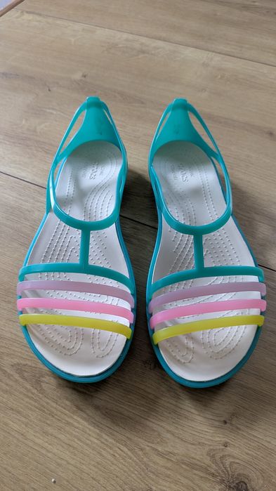 Sandały buty na lato Crocs W7 37/38 kolorowe turkusowe