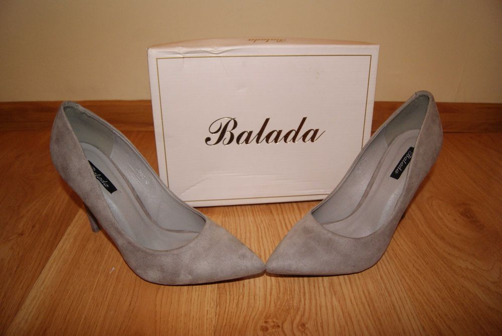 Szpilki zamszowe Balada szare r.40