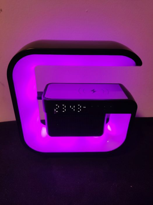 Lampka ładowarka głośnik bezprzewodowy zegarek radio