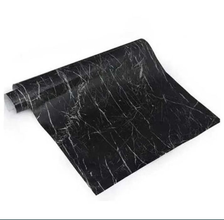 Самоклеющаяся защитная пленка Supretto Мрамор черный белый 2м 5м*60см