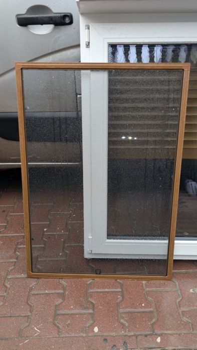 KR HAUS okno 166x136 3 szybowe złoty dąb z roletą zewnętrzna POZNAŃ