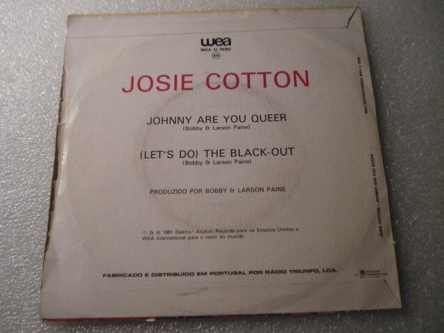 Disco vinil Josie Cotton - Johnny Are You Queer? 1981, Vinil