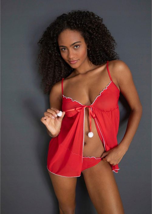 Venus koszulka babydoll świąteczna mikołajka czerwona siateczkowa 44/4