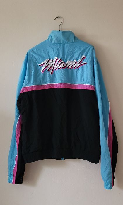 Kurtka ortalionowa wiatrówka  Nike NBA Miami Heat City Edition Vice Retro czarna niebieska S