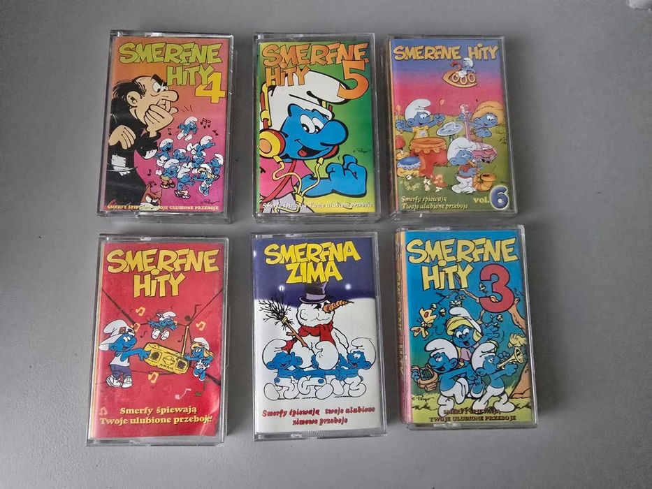 Smerfne Hity zestaw 7 kaset magnetofonowych Smerfy retro