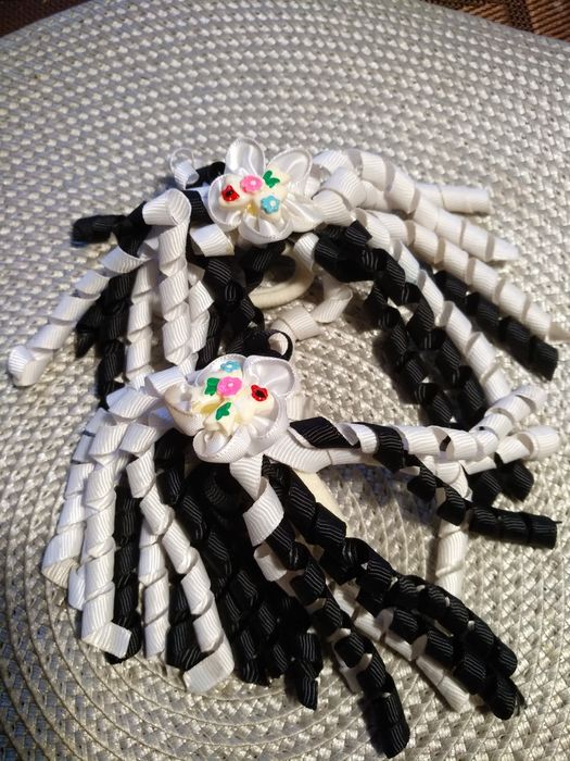 Резинки спиральки для волос из репсовых лент. Пара.