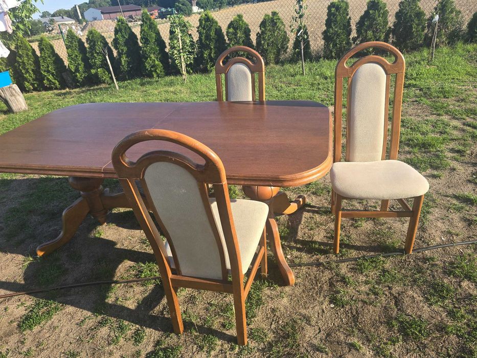 Drewniany stół rozkładany 200 × 100 cm + 12 krzeseł | Komplet do jadalni