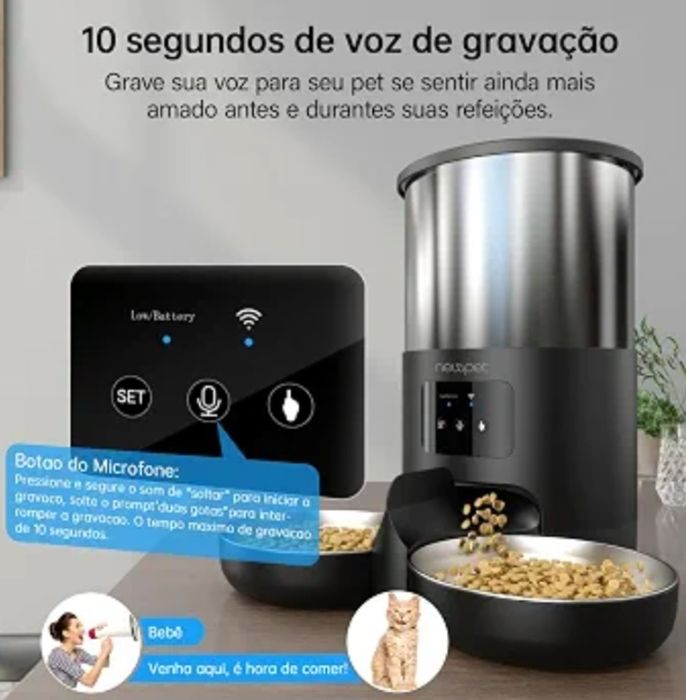 Comedouro wifi duplo cao ou gato