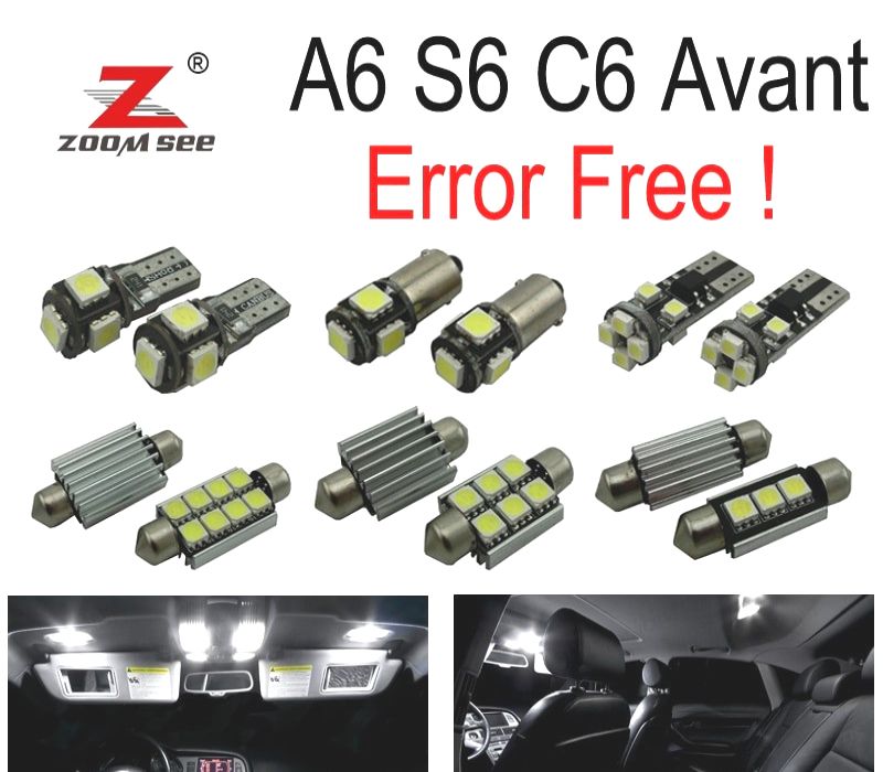 KIT COMPLETO DE 20 LÂMPADAS LED INTERIOR AUDI A6 S6 RS6 C6 AVANT 2005-2011