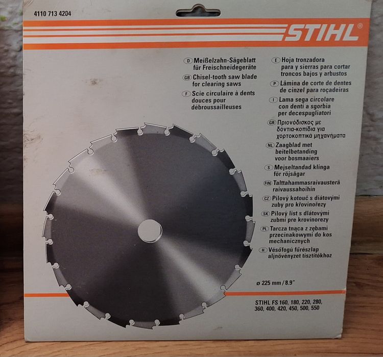 Nowa tarcza Stihl z zębami przecinakowymi  do kos FS160,450 inne/225 mm OKAZJA