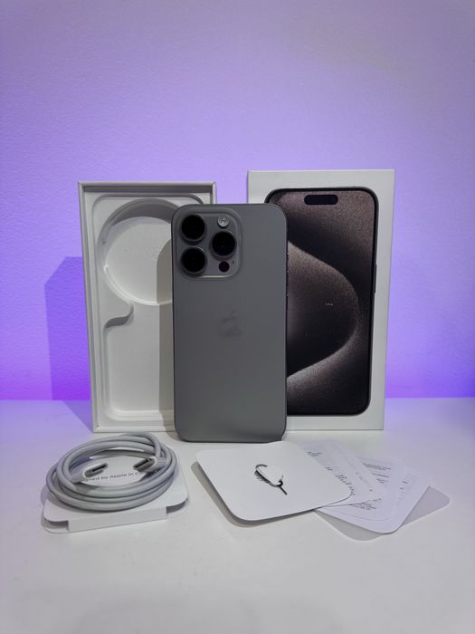 iPhone 15 Pro 128GB Natural Titanium | Stan jak nowy | Pełen zestaw