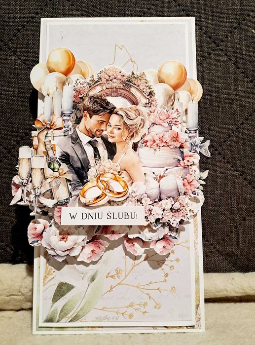 Kartka na ślub jasna kolorystyka