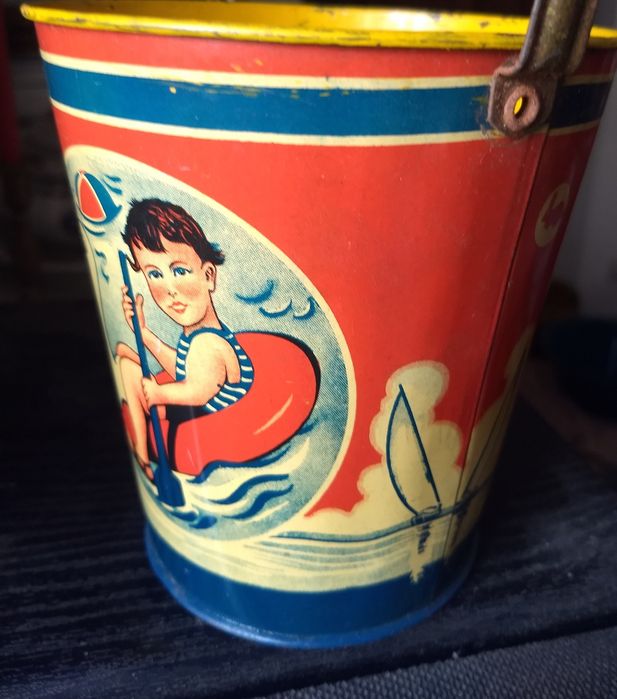 Balde em Lata de praia criança - Anos 1940 (?)