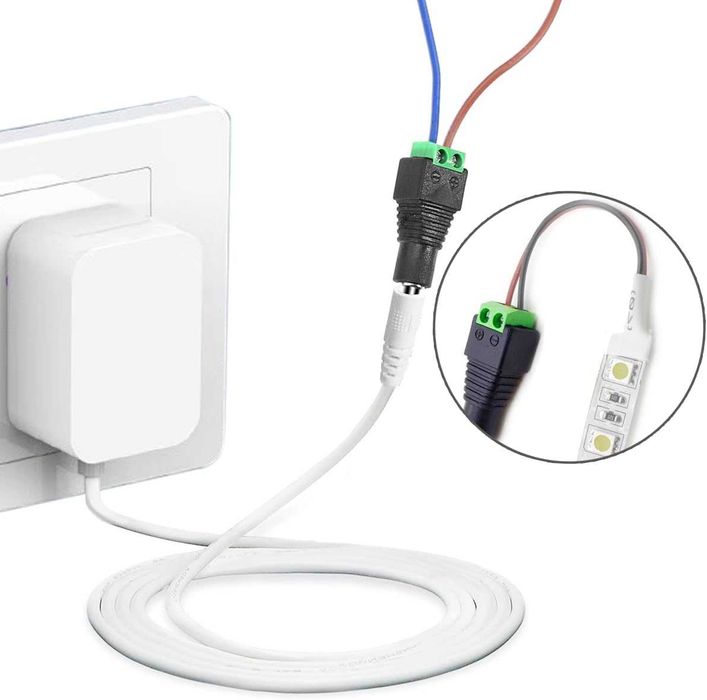 Zasilacz 12V 2A DC 5.5x2.1 mm biały do LED routera kamery