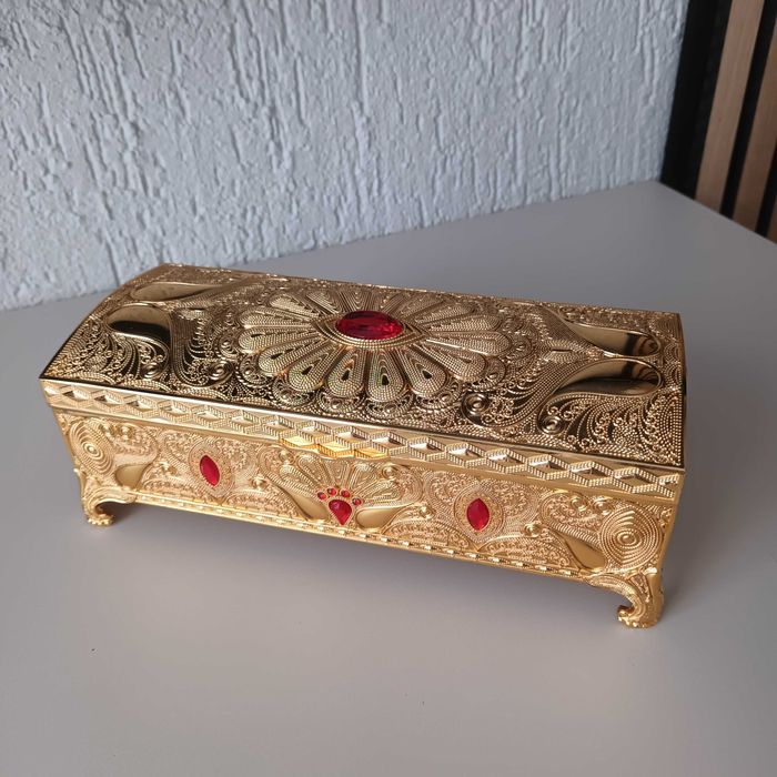 PIĘKNA złota szkatułka NOWA