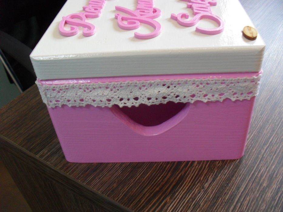 Kuferek decoupage Komunia Święta dla dziewczynki