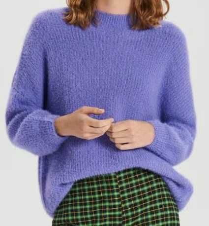 Puszysty sweter CROPP fioletowo niebieski  L