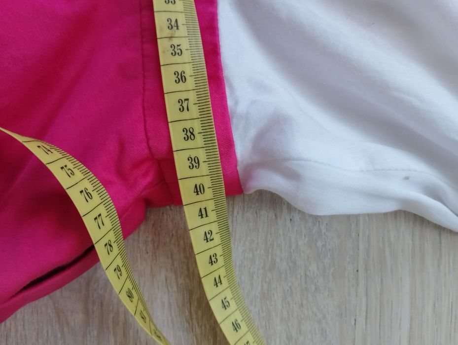 Sukienka bez rękawów  bąbka fuksja+biel M/L r.