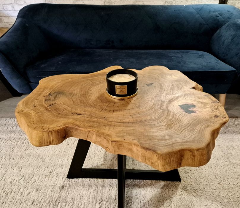 Stolik kawowy 77x63cm PIĘKNY OKAZ live edge plaster drewna