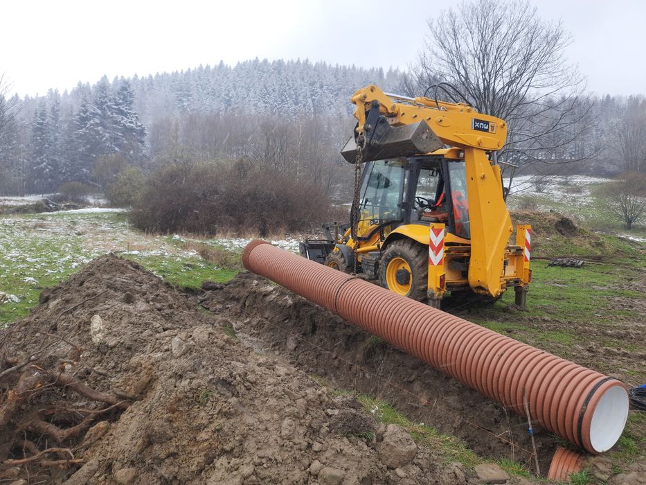 Uslugi koparko ładowarką JCB, koparka, drenaże, drogi, roboty ziemne